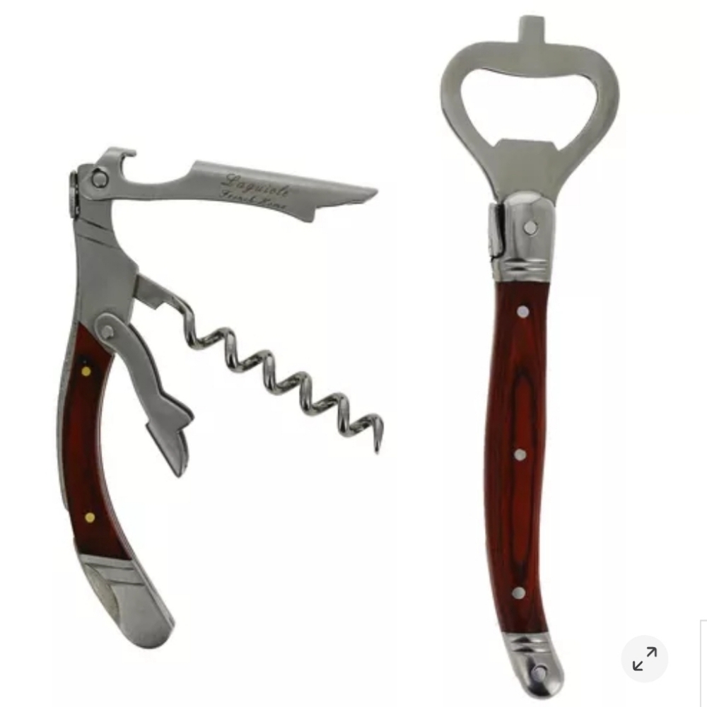 French Home Laguiole Pakkawod Bottle Opener Bar and Corkscrew Set